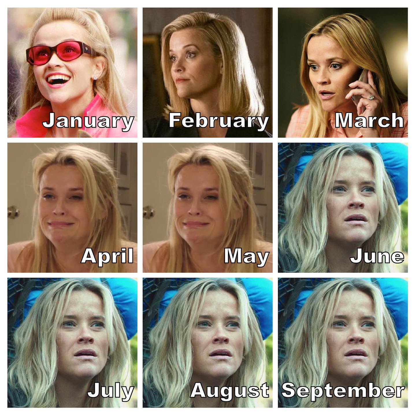 2020 challenge - reese witherspoon -March/April - January February March April May June July August September