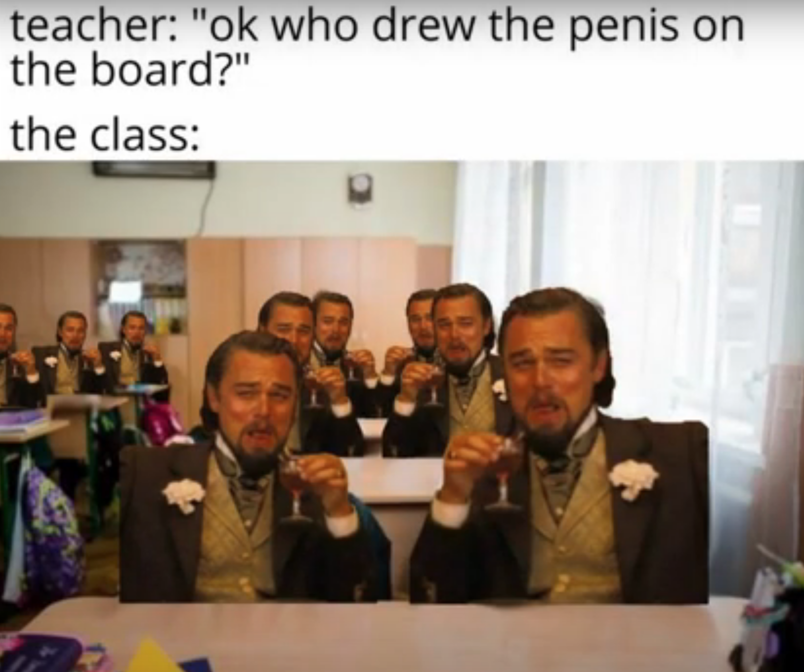leonardo dicaprio laughing memes - educomp smart class - teacher