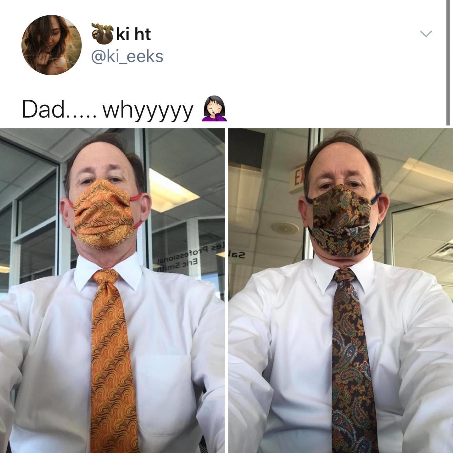dank memes - twitter - matching tie and mask - ki ht Dad..... whyyyyy E 62 Jsnoizzato19 20 dim2 ans