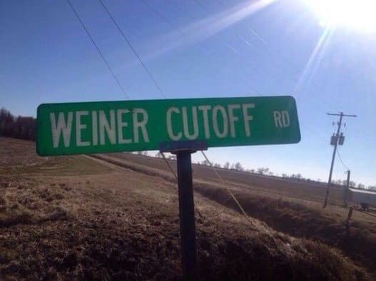 weiner cutoff road sign