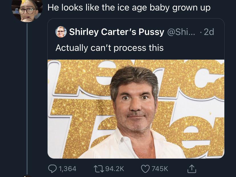 He looks the ice age baby grown up - simon cowell