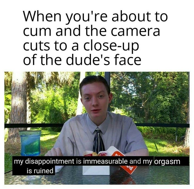 dirty-memes girlfriend memes - When you're about to cum and the camera cuts to a closeup of the dude's face my disappointment is immeasurable and my orgasm is ruined