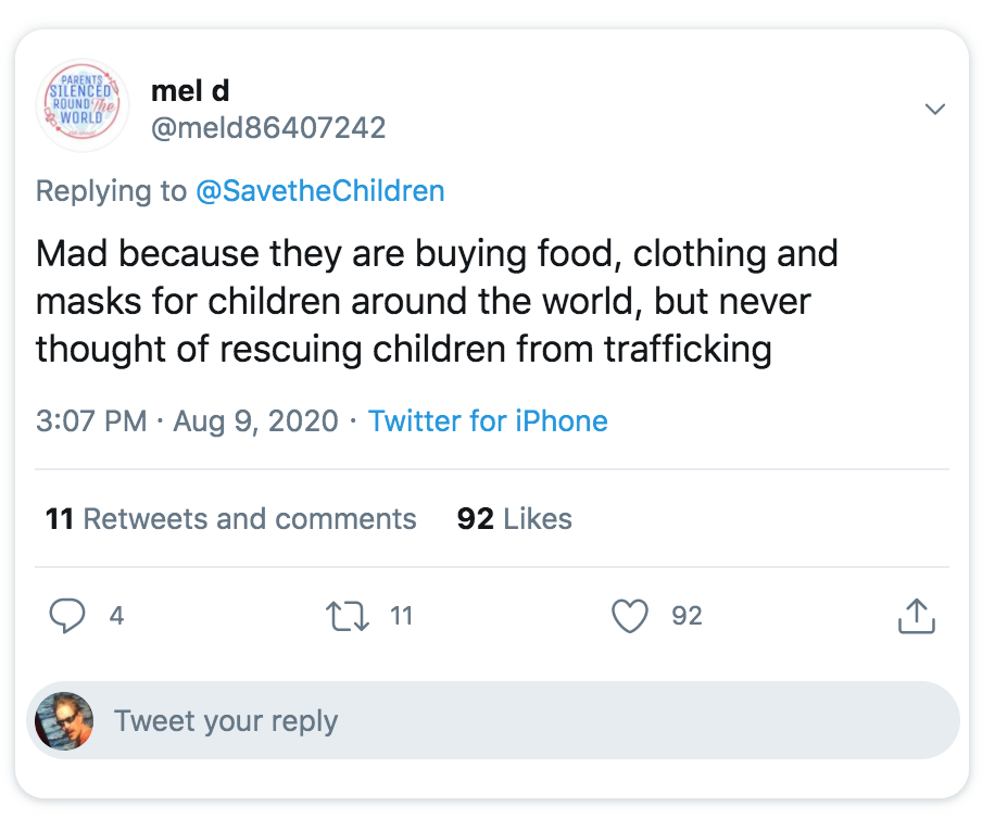 angle - Parents Silenced Round The World mel d > Mad because they are buying food, clothing and masks for children around the world, but never thought of rescuing children from trafficking Twitter for iPhone 11 and 92 4 17 11 92 Tweet your