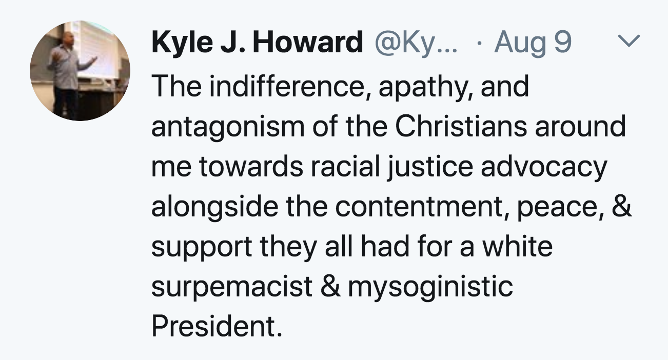 chartered institute of arbitrators - L Kyle J. Howard ... Aug 9 The indifference, apathy, and antagonism of the Christians around me towards racial justice advocacy alongside the contentment, peace, & support they all had for a white surpemacist & mysogin