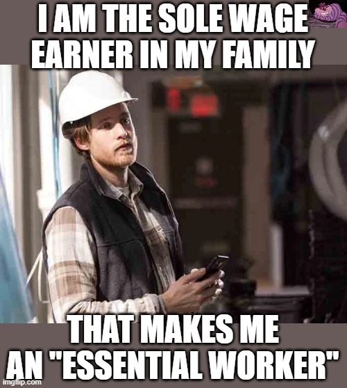 I Am The Sole Wage Earner In My Family That Makes Me An essential worker