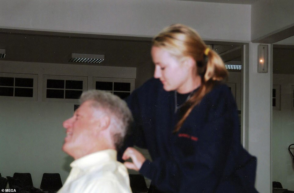 bill clinton Chauntae Davies neck massage jeffrey epstein 2002