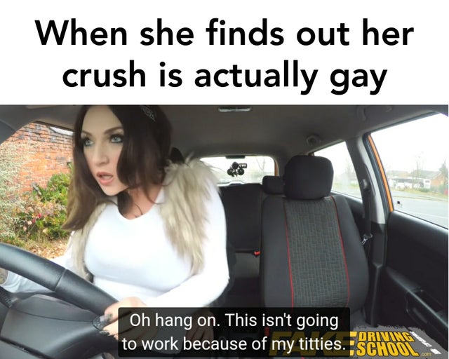dirty-memes vehicle door - When she finds out her crush is actually gay Oh hang on. This isn't going Driving to work because of my titties. School