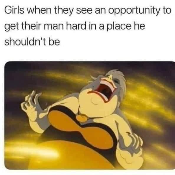 dirty-memes cartoon - Girls when they see an opportunity to get their man hard in a place he shouldn't be
