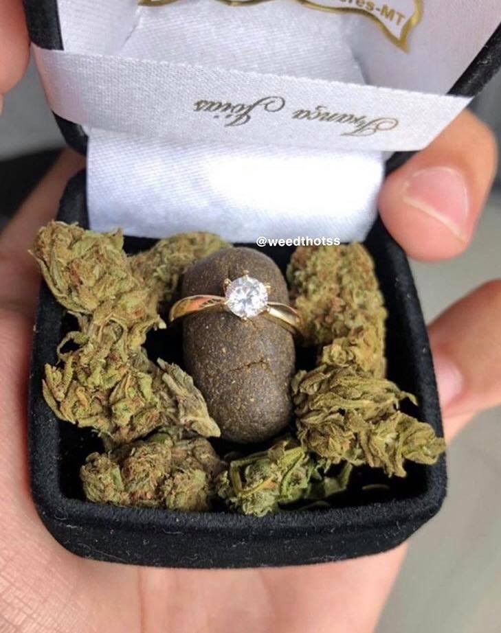 will you marry me engagement ring in weed box