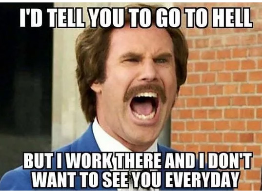 work memes - photo caption - I'D Tell You To Go To Hell But I Work There And I Don'T Want To See You Everyday