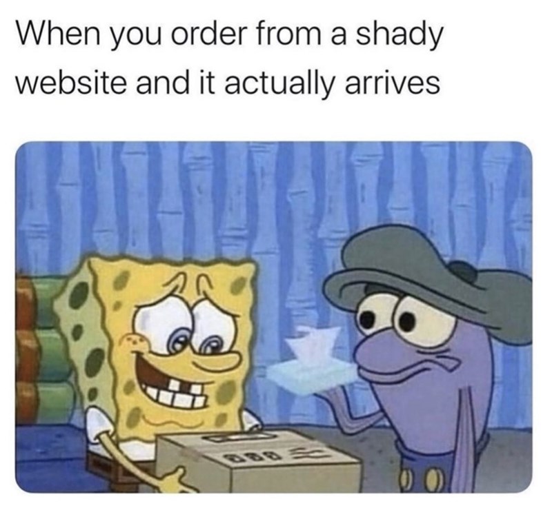 shady website meme - When you order from a shady website and it actually arrives