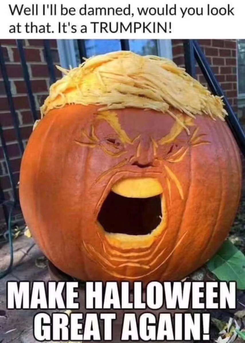 halloween memes - pumpkin carving ideas - Well I'll be damned, would you look at that. It's a Trumpkin! Make Halloween Great Again!