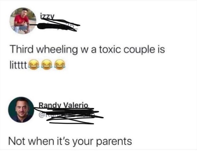 dark memes body jewelry - izzy Third wheeling w a toxic couple is littttaa Randy Valerio Not when it's your parents