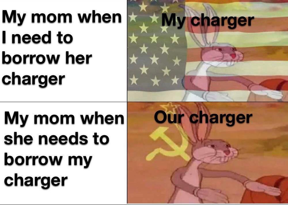 dank memes - cartoon - My charger My mom when I need to borrow her charger Our charger My mom when she needs to borrow my charger a