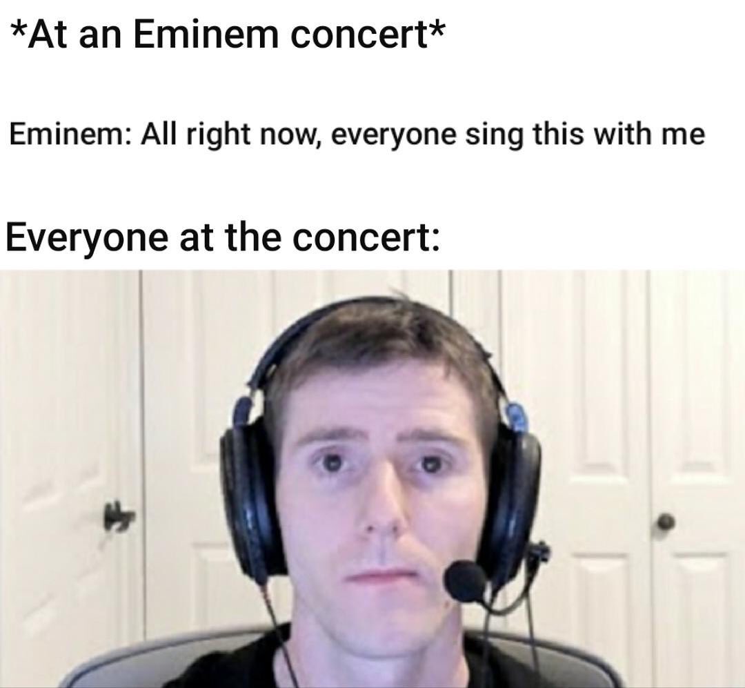 dank memes - linus meme - At an Eminem concert Eminem All right now, everyone sing this with me Everyone at the concert