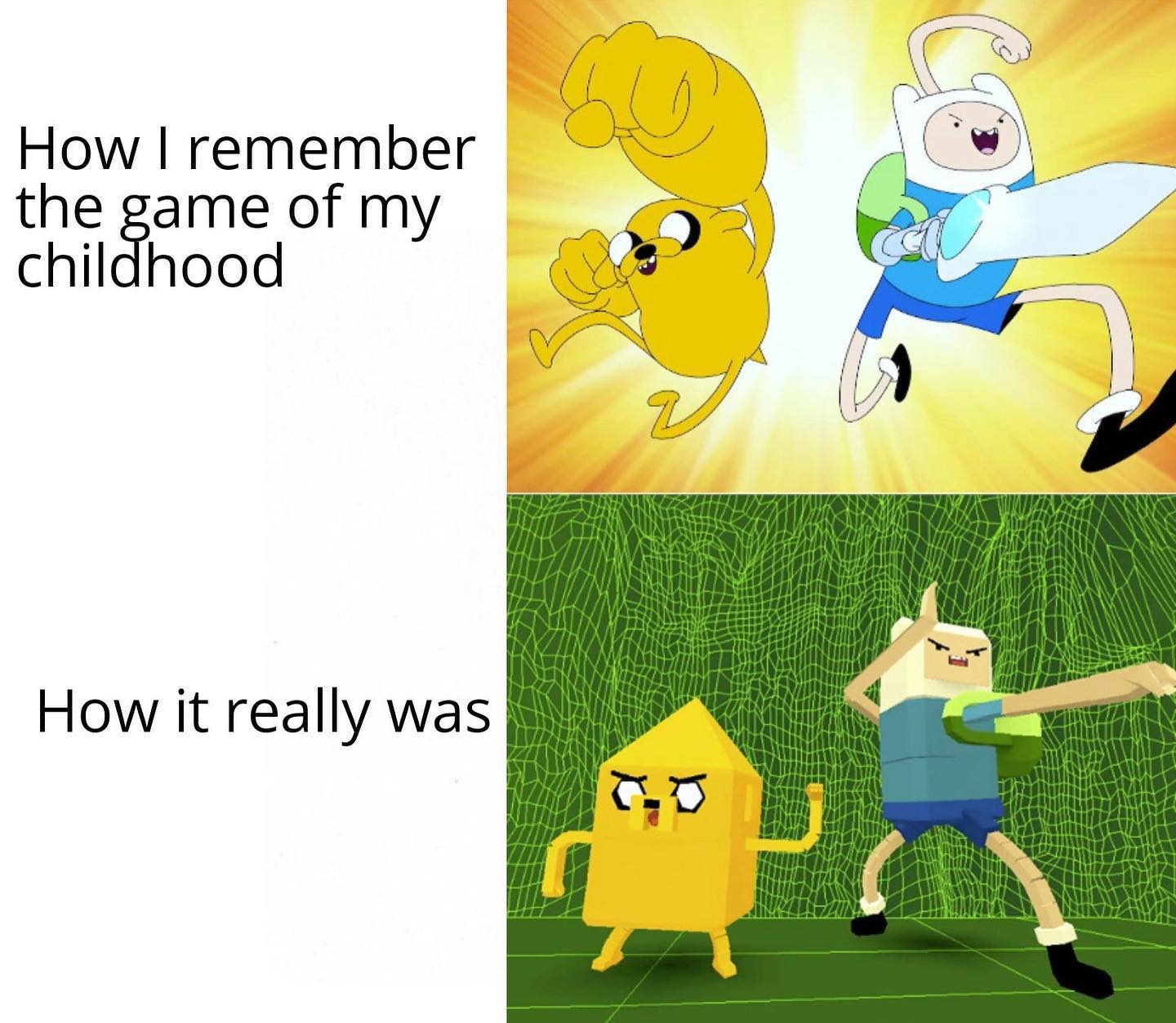 dank memes - cartoon - How I remember the game of my childhood 2 How it really was