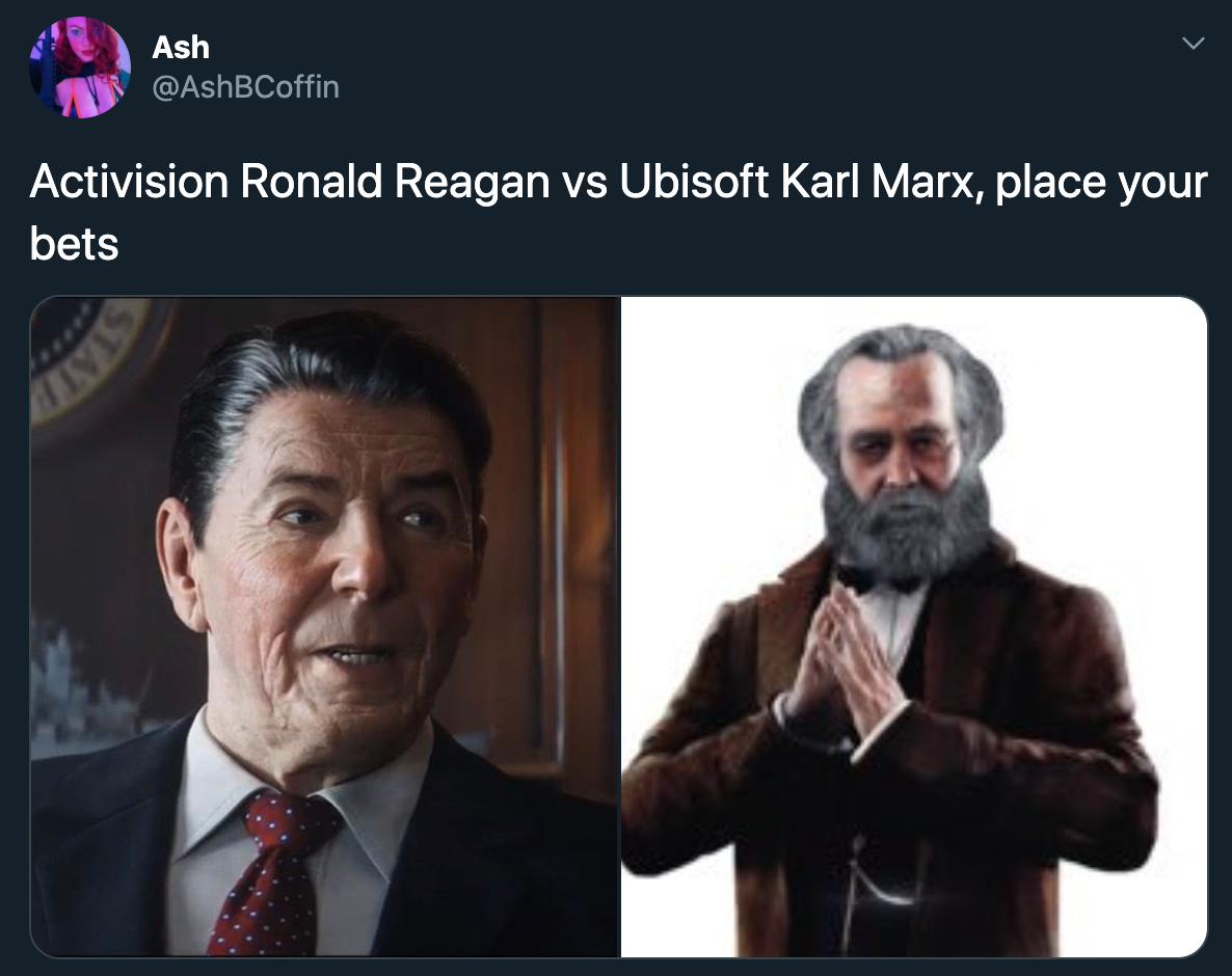 Activision Ronald Reagan vs Ubisoft Karl Marx, place your bets