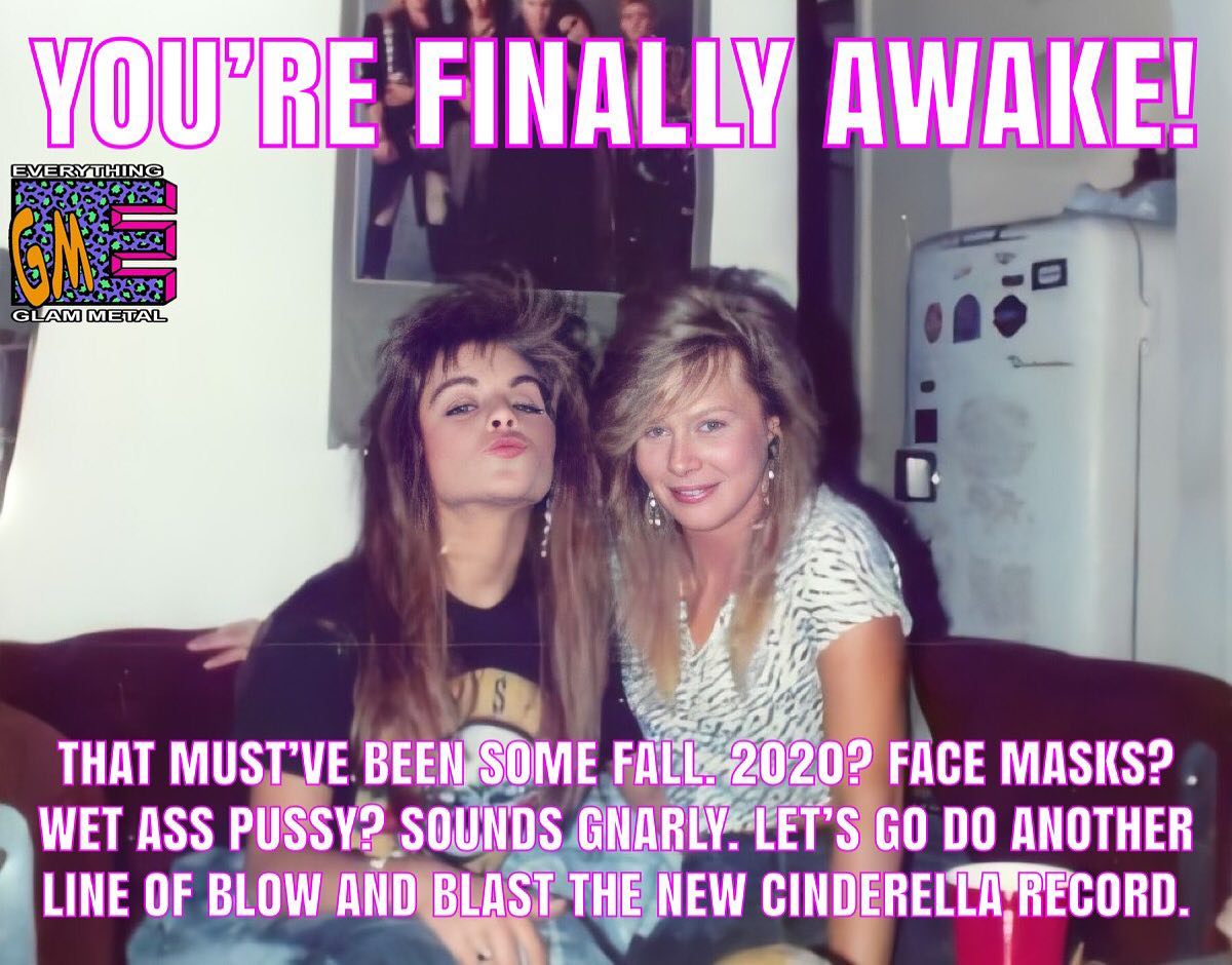 you're finally awake - friendship - You'Re Finally Awake! Gme Everything Glam Metal That Must'Ve Been Some Fall. 2020? Face Masks? Wet Ass Pussy? Sounds Gnarly. Let'S Go Do Another Line Of Blow And Blast The New Cinderella, Record.