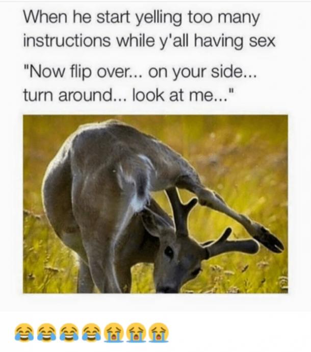 sexual memes - When he start yelling too many instructions while y'all having sex