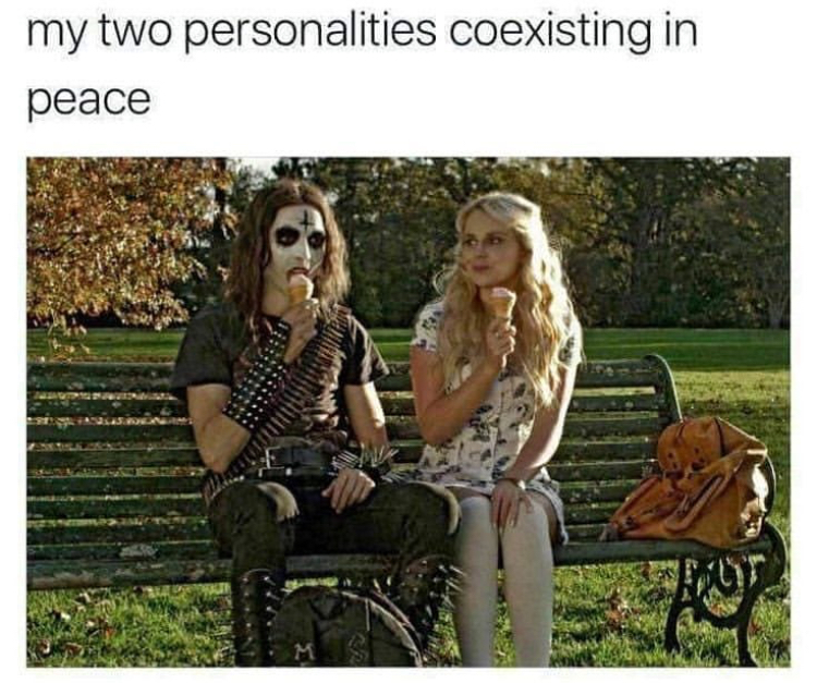 funny memes - my 2 personalities meme - my two personalities coexisting in peace