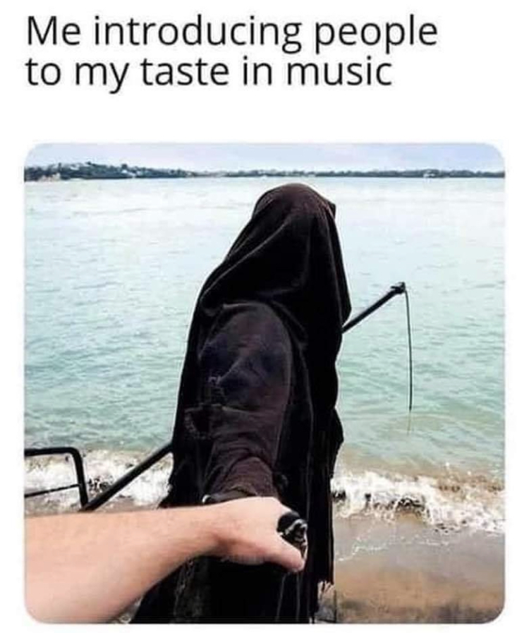 funny memes - death instagram account - Me introducing people to my taste in music