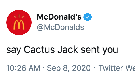 online advertising - McDonald's M say Cactus Jack sent you Twitter We