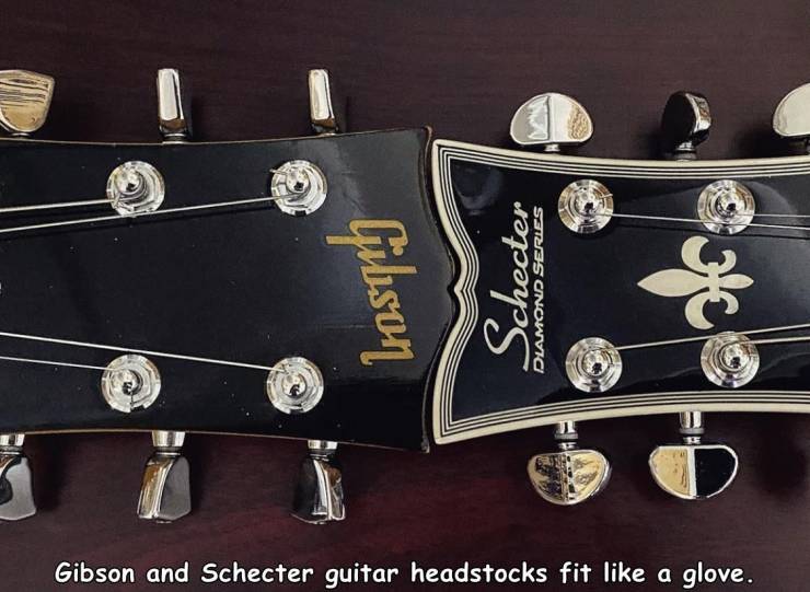 random pics - acoustic guitar - basah Schecter Diamond Series 913943 Gibson and Schecter guitar headstocks fit a glove.