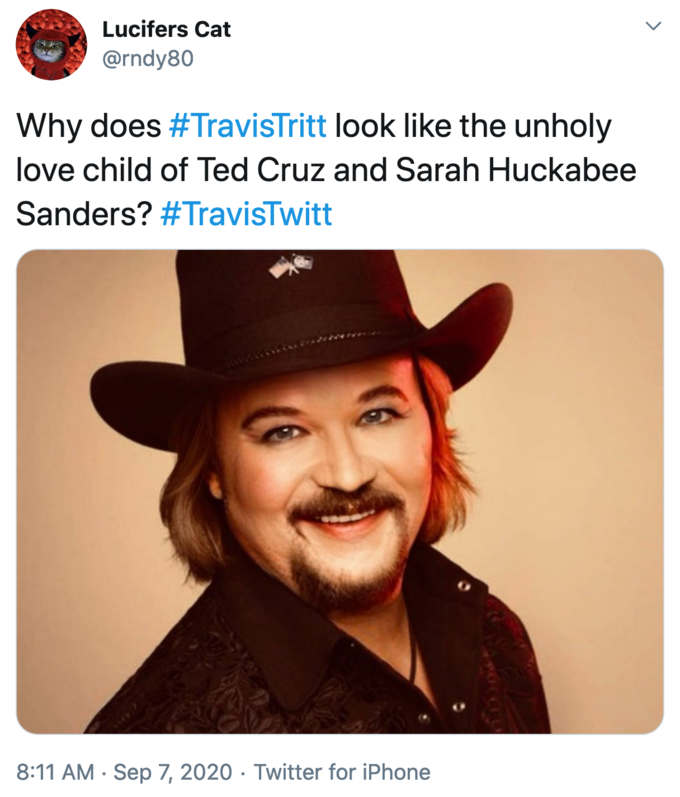 Lucifers Cat Why does look the unholy love child of Ted Cruz and Sarah Huckabee Sanders? . Twitter for iPhone