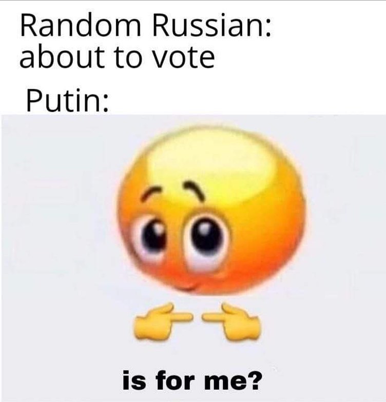 is for me? emoji meme - Internet meme - Random Russian about to vote Putin is for me?