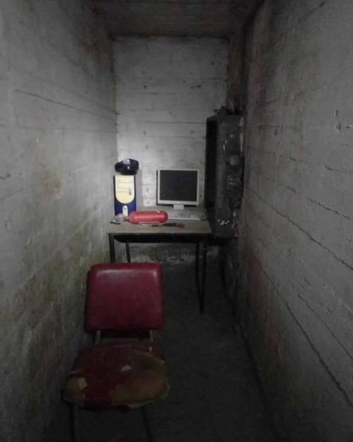 gaming setup in a dark tunnel