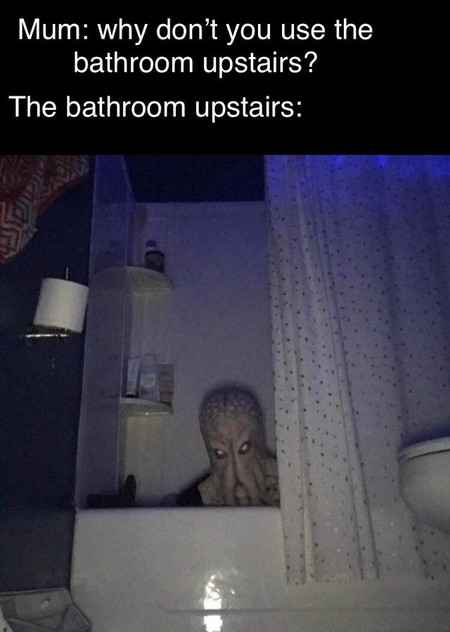 dank memes - darkness - Mum why don't you use the bathroom upstairs? The bathroom upstairs