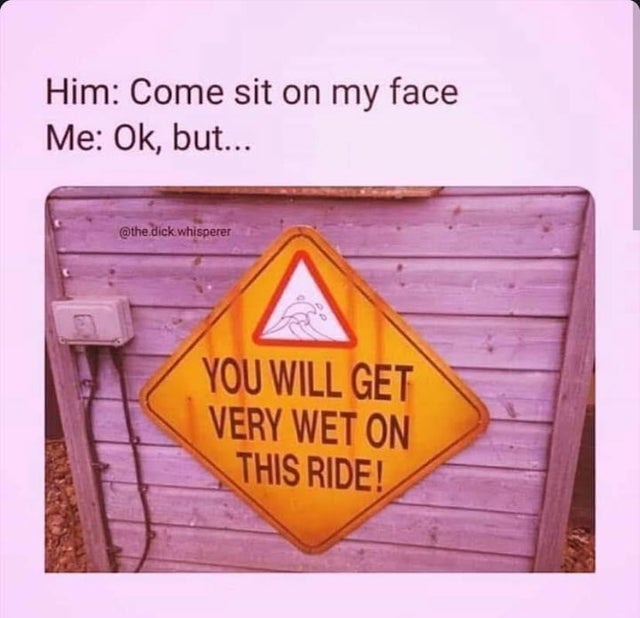 dirty-memes will get wet on this ride meme - Him Come sit on my face Me Ok, but... dick whisperer You Will Get Very Wet On This Ride!