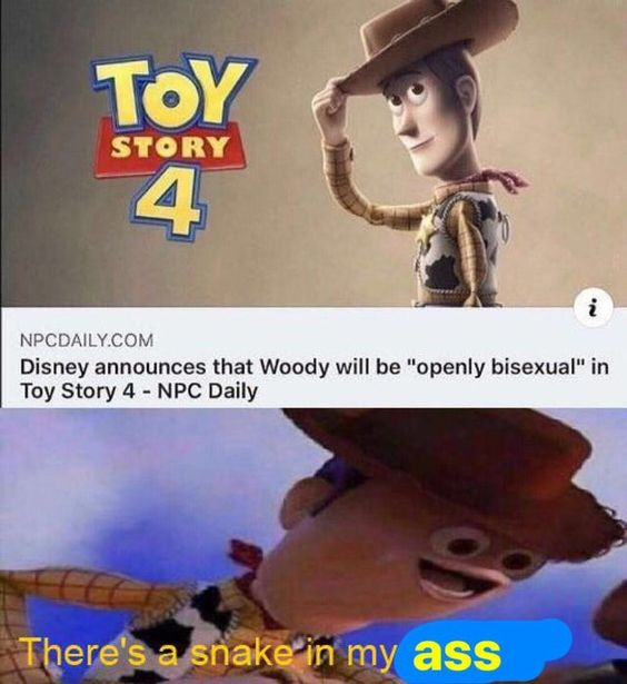 Disney announces that Woody will be bi-sexual in Toy Story 4 - there is a snake in my ass