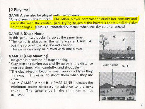 duck hunt video game manual