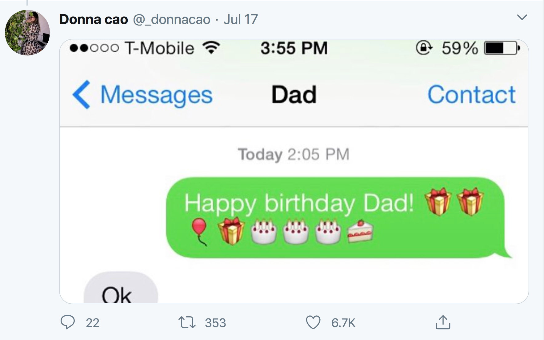 Dad Contact Today Happy birthday Dad!Ok