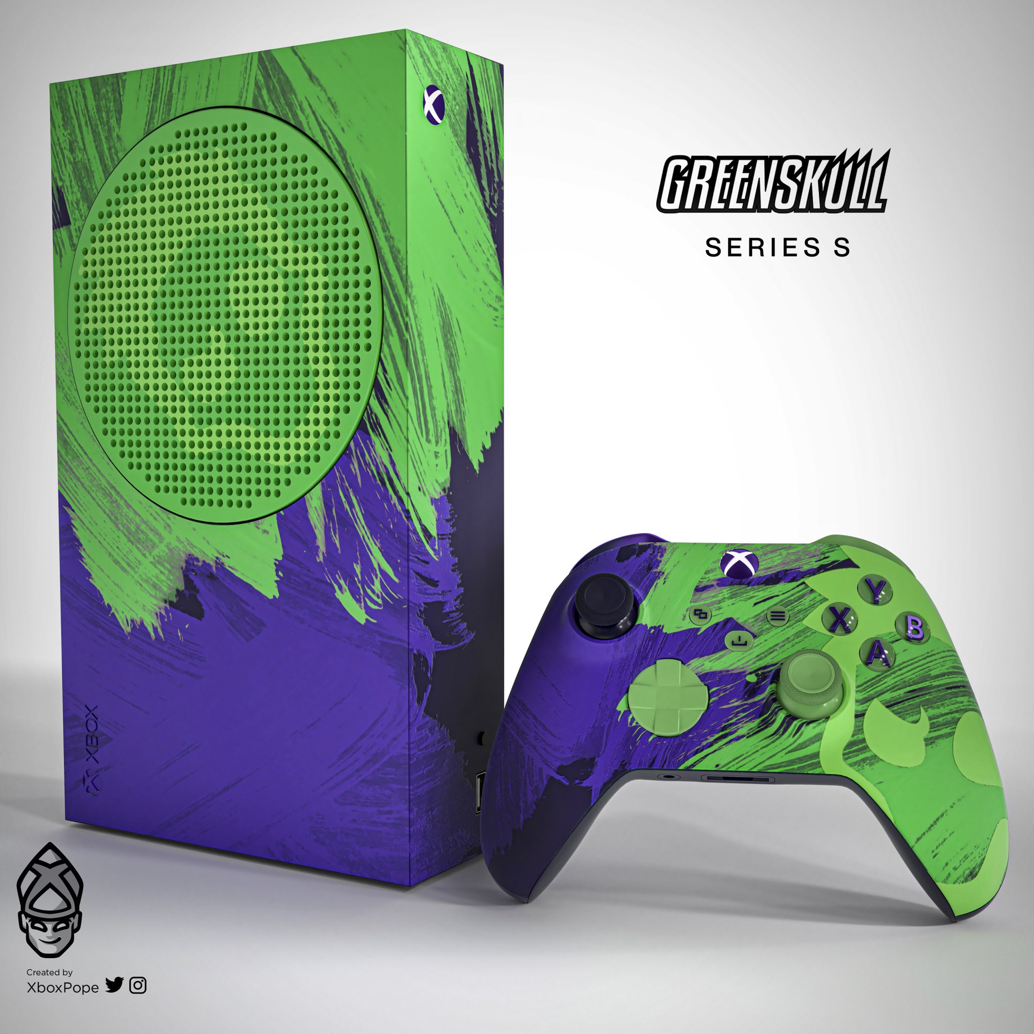 xbox series s console wrap greenskull