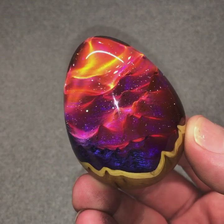 A hand crafted resin egg.