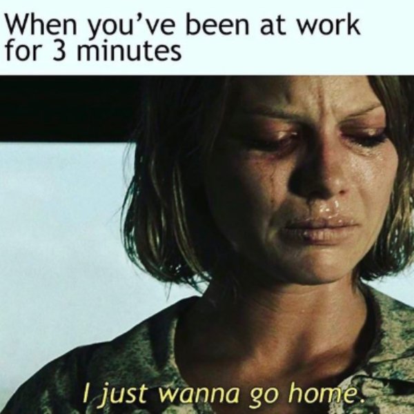 work memes -  don t know what you - When you've been at work for 3 minutes I just wanna go home.