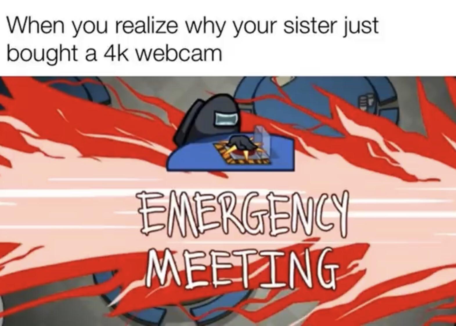 emergency meeting among us - When you realize why your sister just bought a 4k webcam I Emergency Meeting