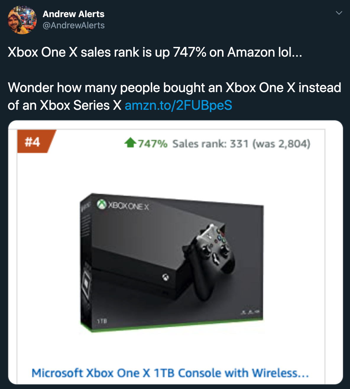 UPDATE: XBox's naming convention is so stupid, some people trying to buy the new console accidentally bought an old one.