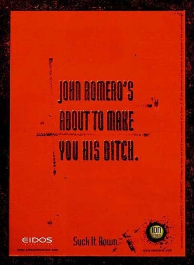offensive gaming ad - john romero's about to make you his bitch