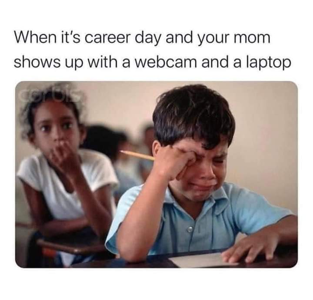 dirty-memes-career day meme - When it's career day and your mom shows up with a webcam and a laptop