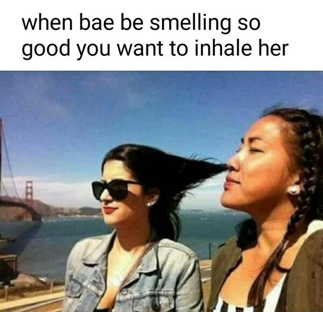 relationship-memes-golden gate bridge - when bae be smelling so good you want to inhale her