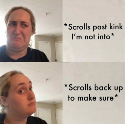 sex memes - no kids 3 money - Scrolls past kink I'm not into Scrolls back up to make sure