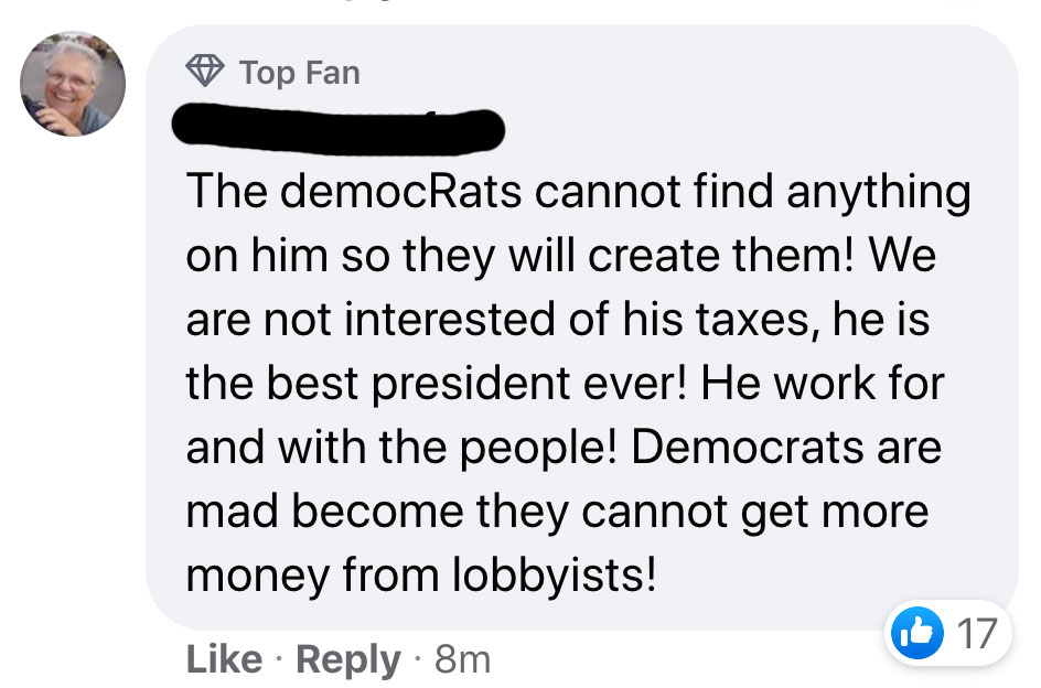 Trump NYT Reactions - The democrats cannot find anything on him so they will create them! We are not interested of his taxes, he is the best president ever! He work for and with the people! Democrats are mad become they cannot get more mone