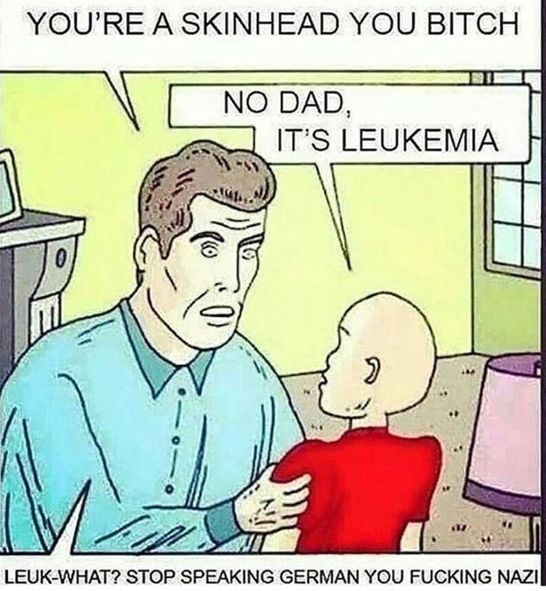 offensive memes - memes not meant for normies - You'Re A Skinhead You Bitch No Dad, It'S Leukemia 0 LeukWhat? Stop Speaking German You Fucking Nazi