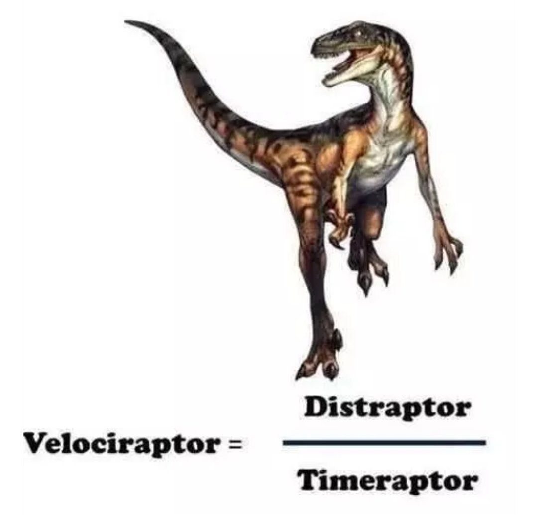 dad jokes - velociraptor physics meme - Distraptor Velociraptor Timeraptor