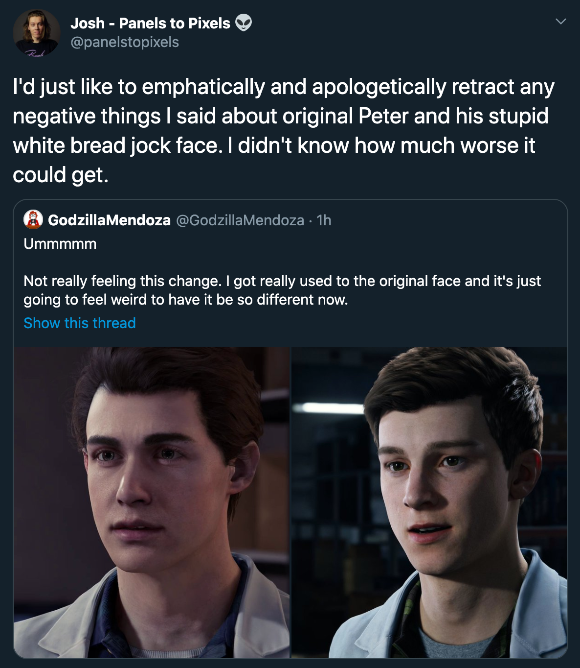 I'd just like to emphatically and apologetically retract any negative things I said about original Peter and his stupid white bread jock face. I didn't know how much worse it could get