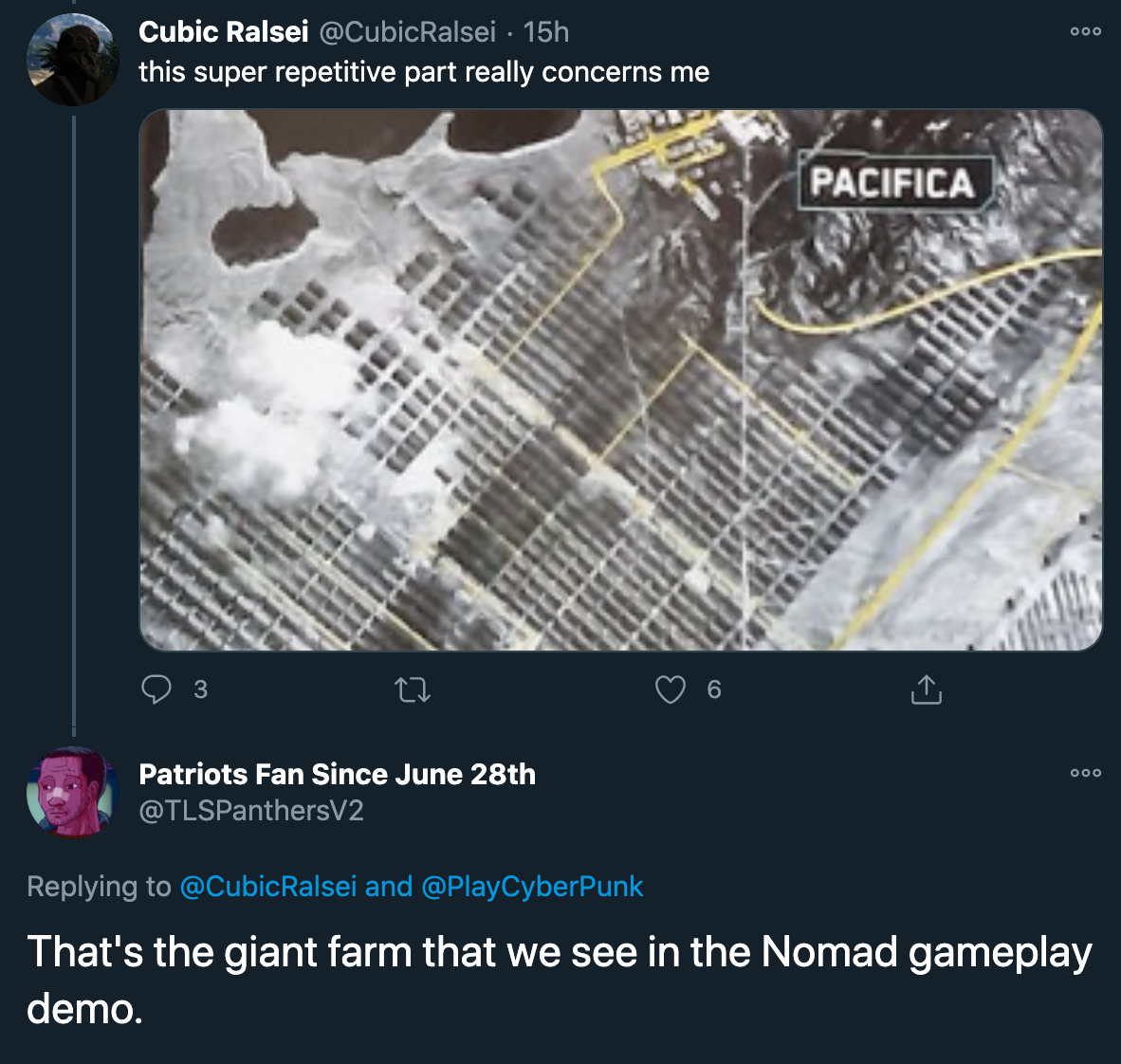 this super repetitive part really concerns me - That's the giant farm that we see in the Nomad gameplay demo.