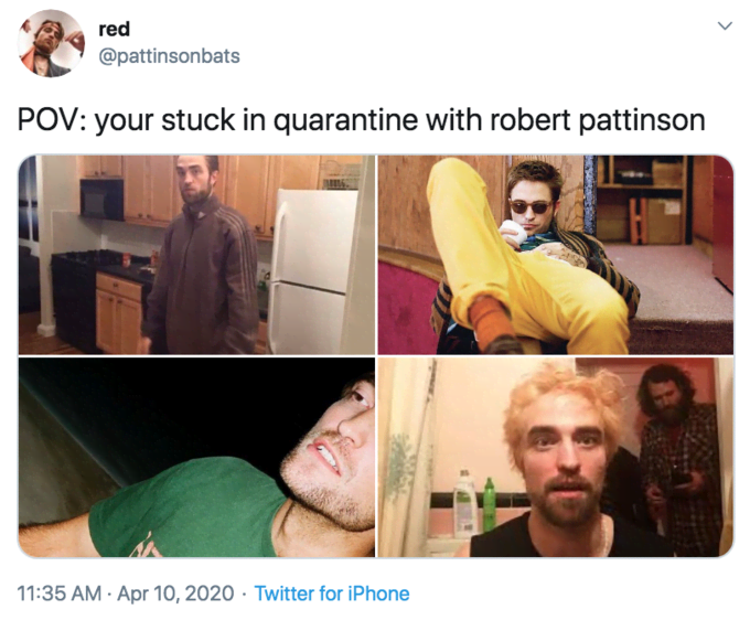 robert pattinson standing in kitchen tracksuit meme - track jacket robert pattinson - red Pov your stuck in quarantine with robert pattinson . Twitter for iPhone